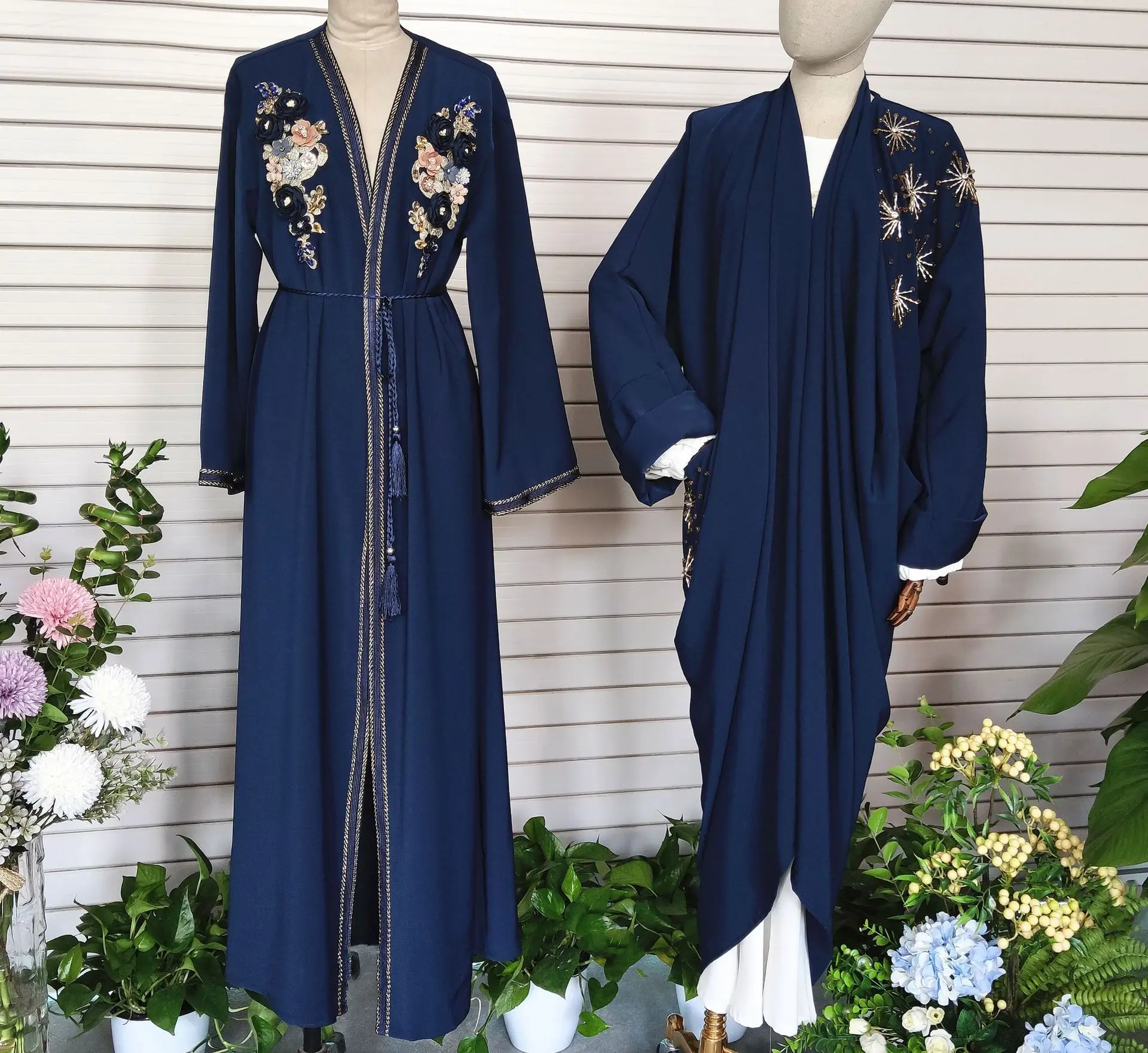SIPO EID Dubai Abaya Wholesale Beading And Embroidery Design Linen Fabric Abaya Dubai Islam Clothing