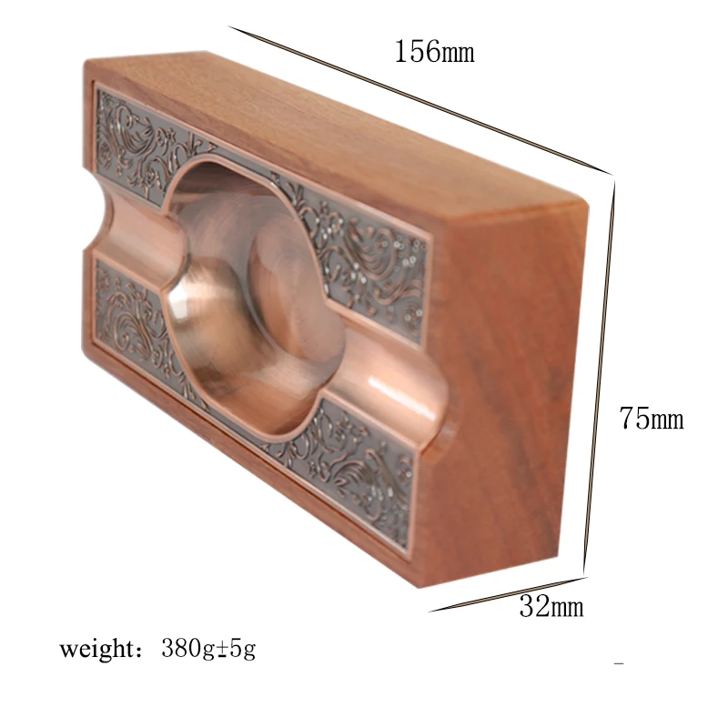 Luxury Ashtray and Cigar Holder Gift Set Custom Logo Rose Gold Metal with Wooden Accessories for Cigars