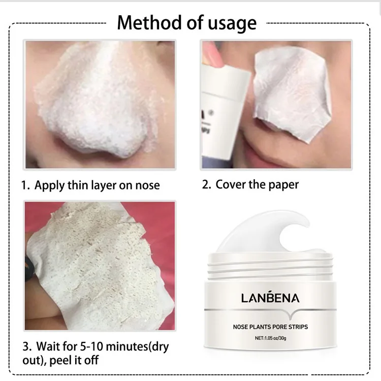 LANBENA New Face Blackheads Remover Peel Off Black Dots Mask  Nose Pore Strips Stickers Nose Mask