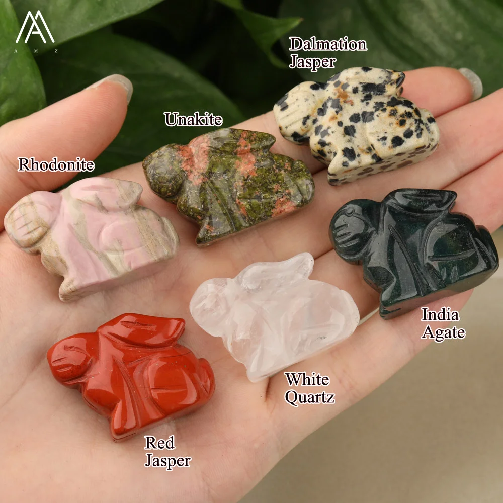 1.5 Inches Carved Gemstone Rabbit Wholesale Animal Figurine Decor