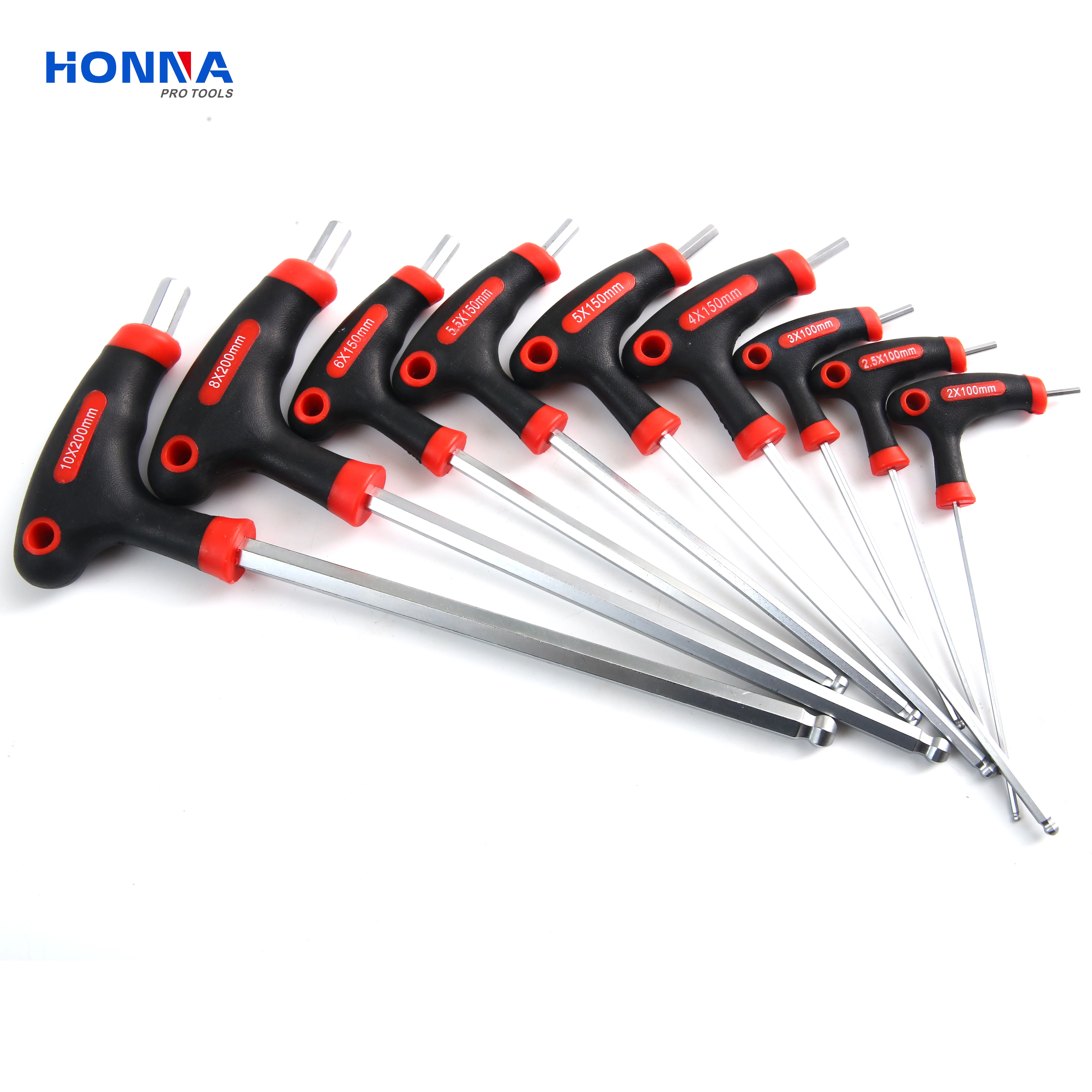 Low Cost Comfortable Grip Strength Quenching 10-Piece Metric Two-tone T-Handle Allen Wrench Set For Home Assembly