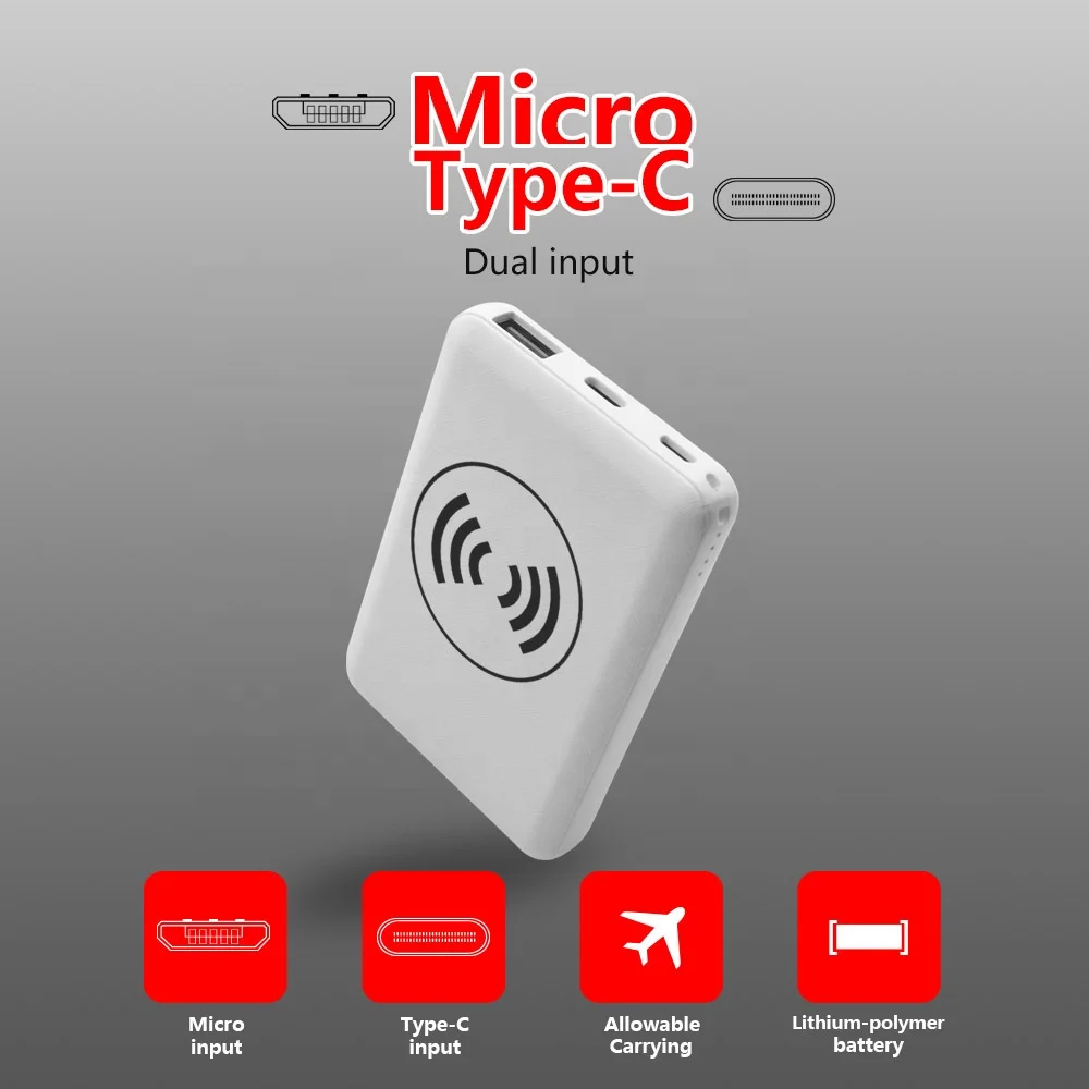 newest wireless OEM slim wireless power bank 5000 mah portable mobile charger