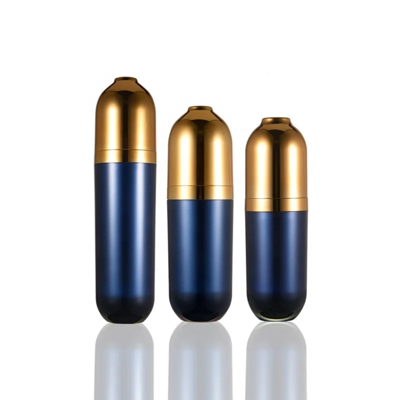 
50ml Square Cosmetic Acrylic Golden Plastic Cream Lotion Bottles And Airless Jars 