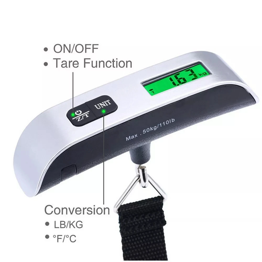 Digital LCD Display 110lb/50kg Portable Scale Electronic Luggage Hanging Suitcase Travel Weighs Baggage Bag Weight Balance Tool
