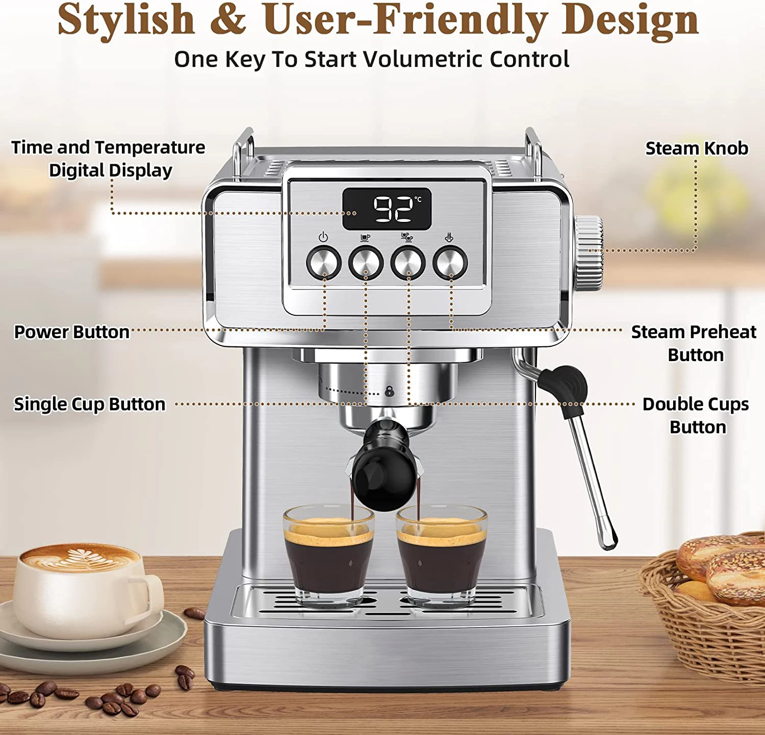 MIELUX 20 Bar Expresso Coffee Machines Other Latte & Cappuccino Maker Home Stainless Steel Turkish Coffee Maker Machine