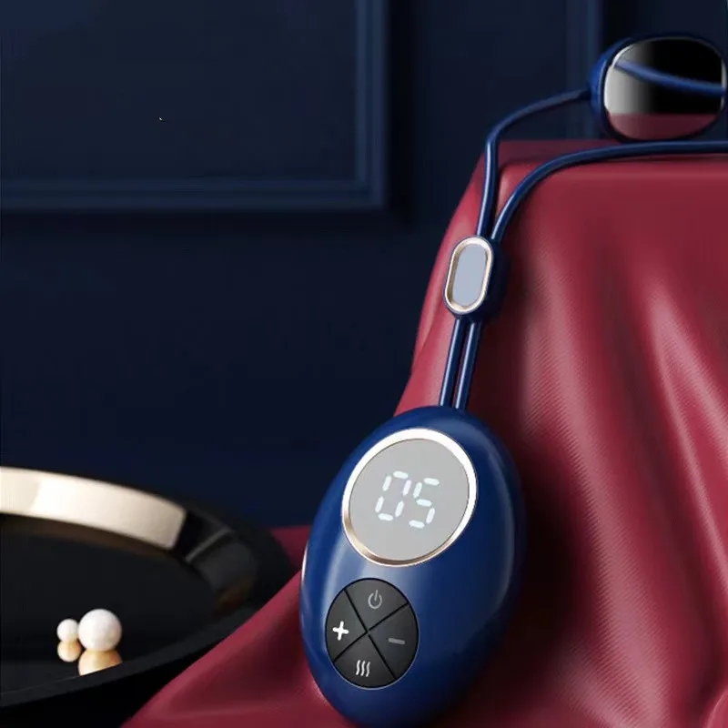 Portable Cervical Spine Massager Hot Compress Deep Tissue Acupuncture Stimulator EMS Dual Pulse Pendant Electric Neck Massager