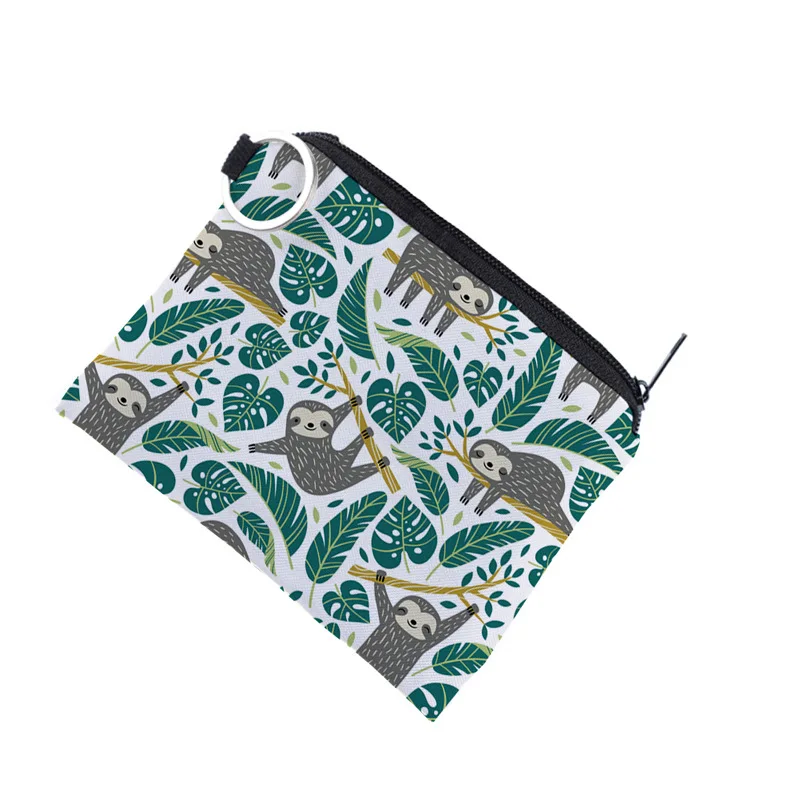 High Quality Polyester Lovely Sloth Coin Purse Amazon Hot Selling Dinosaur Mini Coin Bag