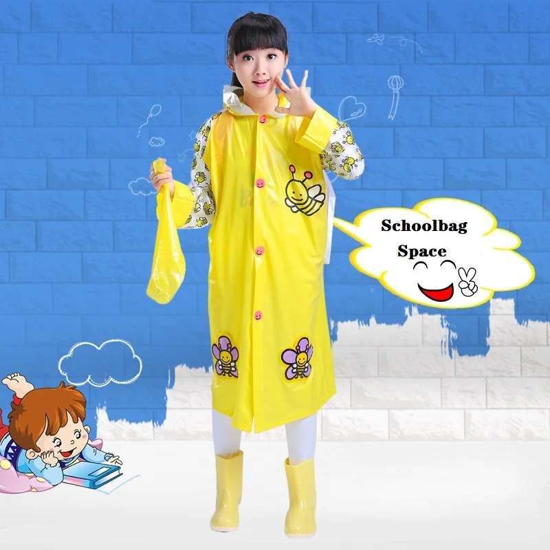 Rain Coats for Kids Emergency Reusable Outwear Kids RainCoat Rain Ponchos With Hood and Bag Seat