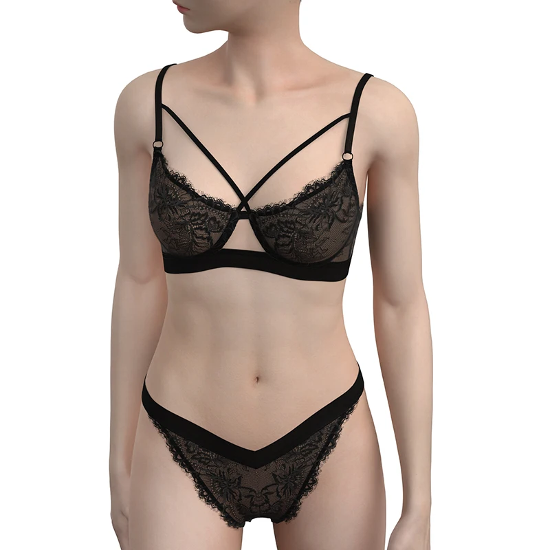 Womenswear High-Rise  Women Romantic Girls Underwears Blue Free Size High Quality Spandex Material Embroidered Sexy Sport Bra