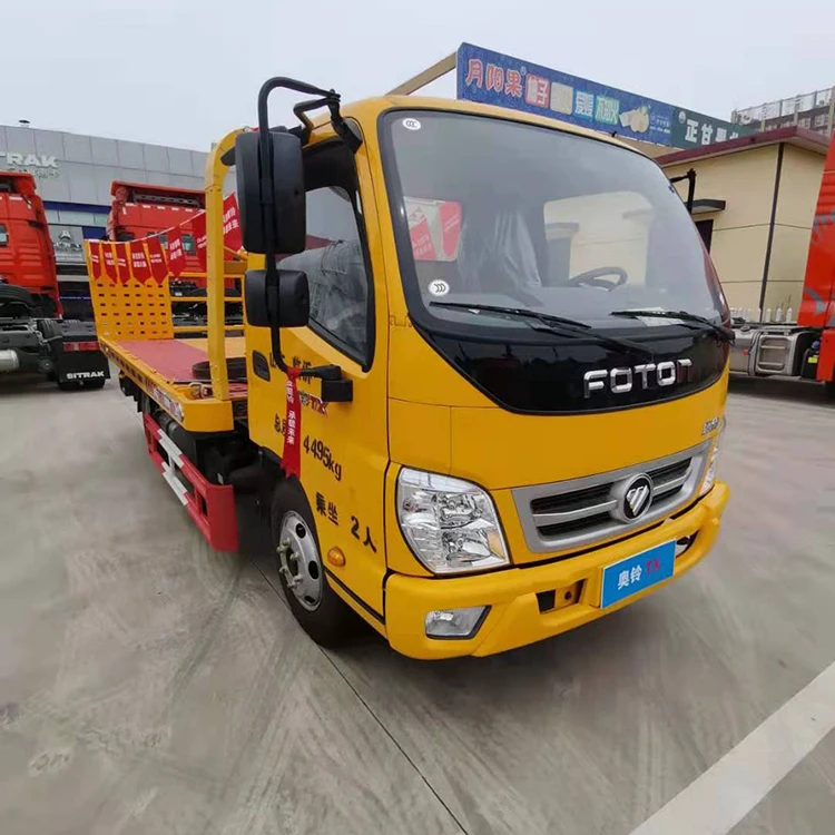 High Quality 4.5 Ton Used Diesel Container Flatbed Trailer Wrecker Truck New Condition 4x2 Drive Left Steering for Sale