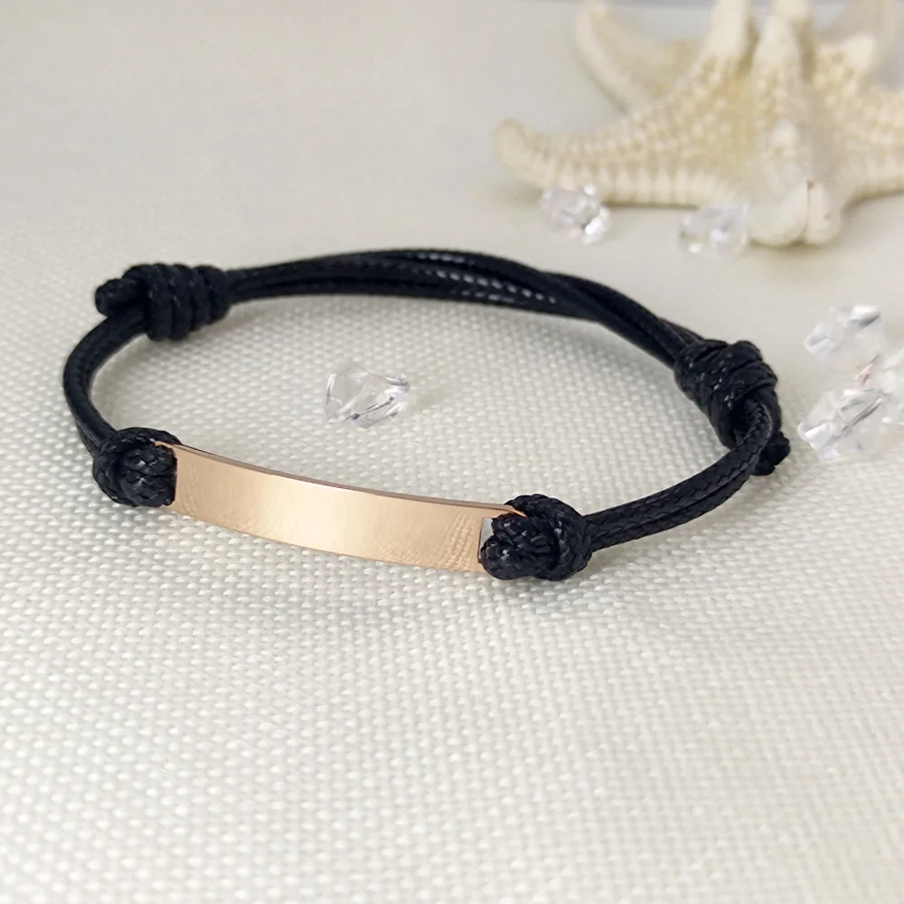 DIY Personalized Blank Bar Rope Cheap Stainless Steel Customized Engraved Laser Words Bracelet