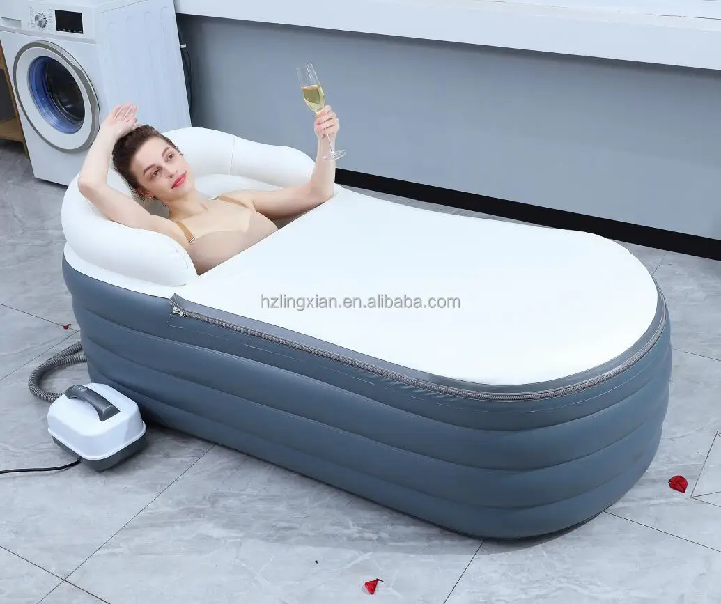 Inflatable Adult Blow Up Bathtub Foldable Feature Spa Soaking Shower Bathtub
