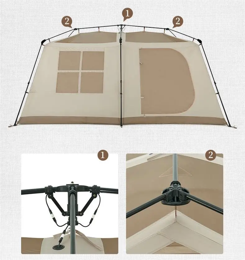 Automatic tent Outdoor camping two rooms one hall large foyer comes with three color atmosphere lights roof ridge tent