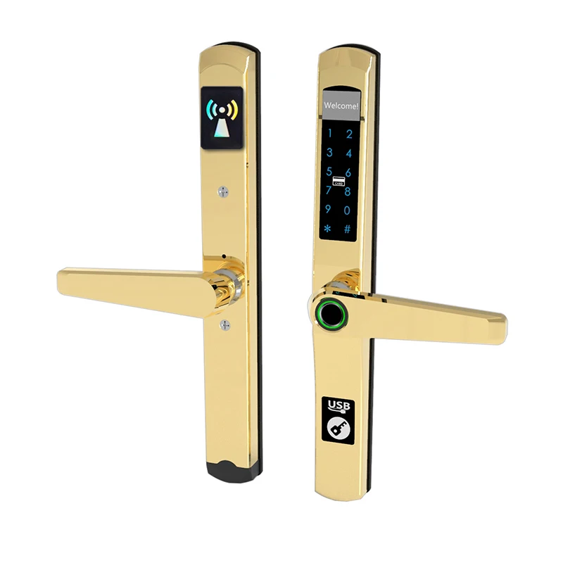 Популярная модель для узких алюминиевых дверей, водонепроницаемый электронный цифровой биометрический раздвижной дверной замок со сканером отпечатков пальцев