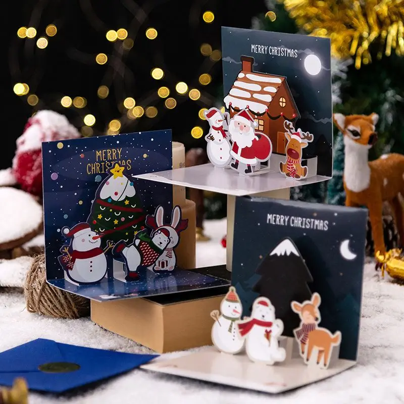 2022 high quality christmas gift card box christmas pop up cards