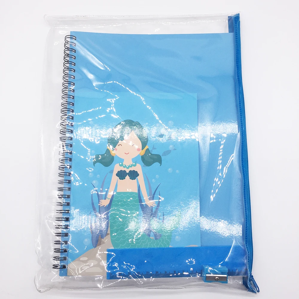 Custom Wholesale Notebook Lovely Carton Styles Ruler Sharpener School Stationery Set
