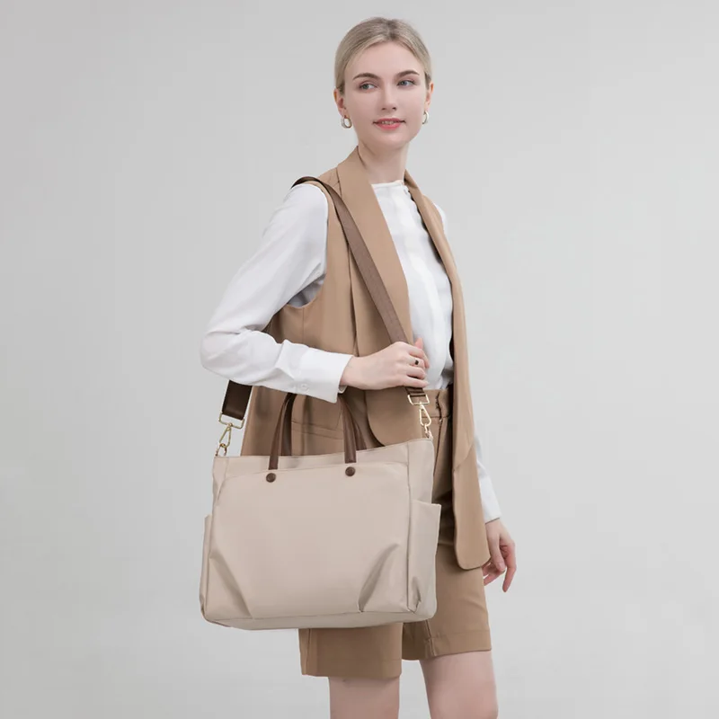 Fashionable Womens Waterproof Oxford Computer Shoulder Bags Handbag Large Business High Quality Laptop Briefcases for Lady