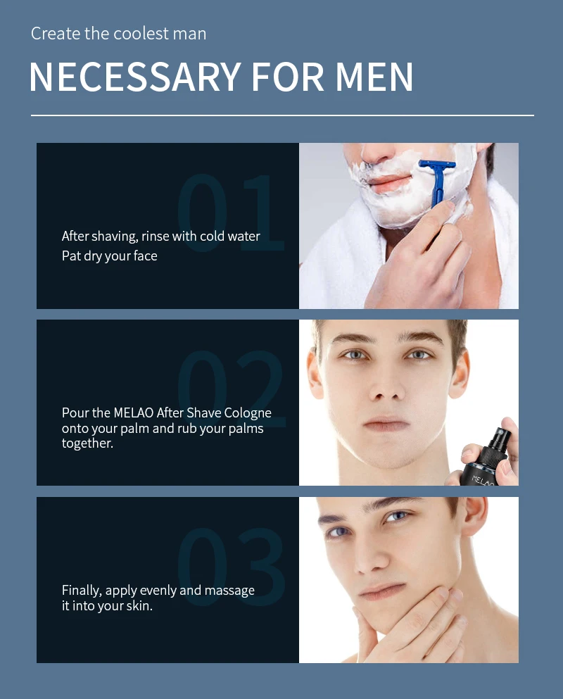 MELAO Cologne Aftershave Relieve Dry Shaving Pain Beard Calm Skin Care Men After Shave Cologne Liquid Shaving Spray