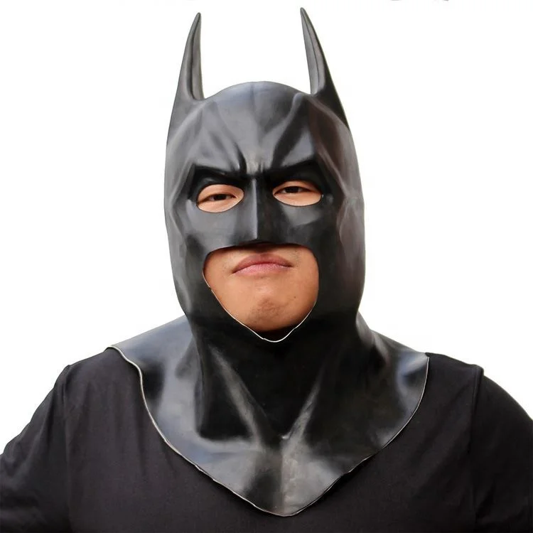 The Dark Knight Adult Bat Full Overhead Latex Mask Cosplay Halloween Superhero Costume Accessory Helmet Black Headgear Props