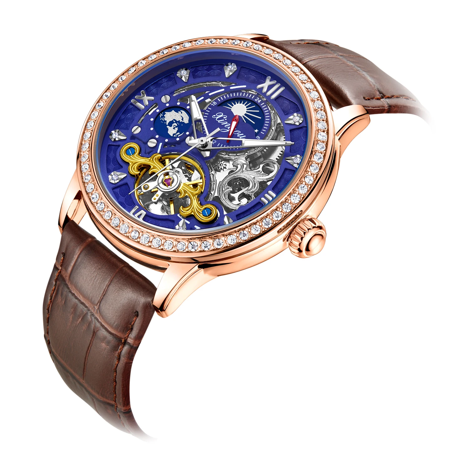 Automatic Tourbillon Mechanical Man Watch Luxury Men Waterproof High Quality With Diamonds Automatic Watch Business