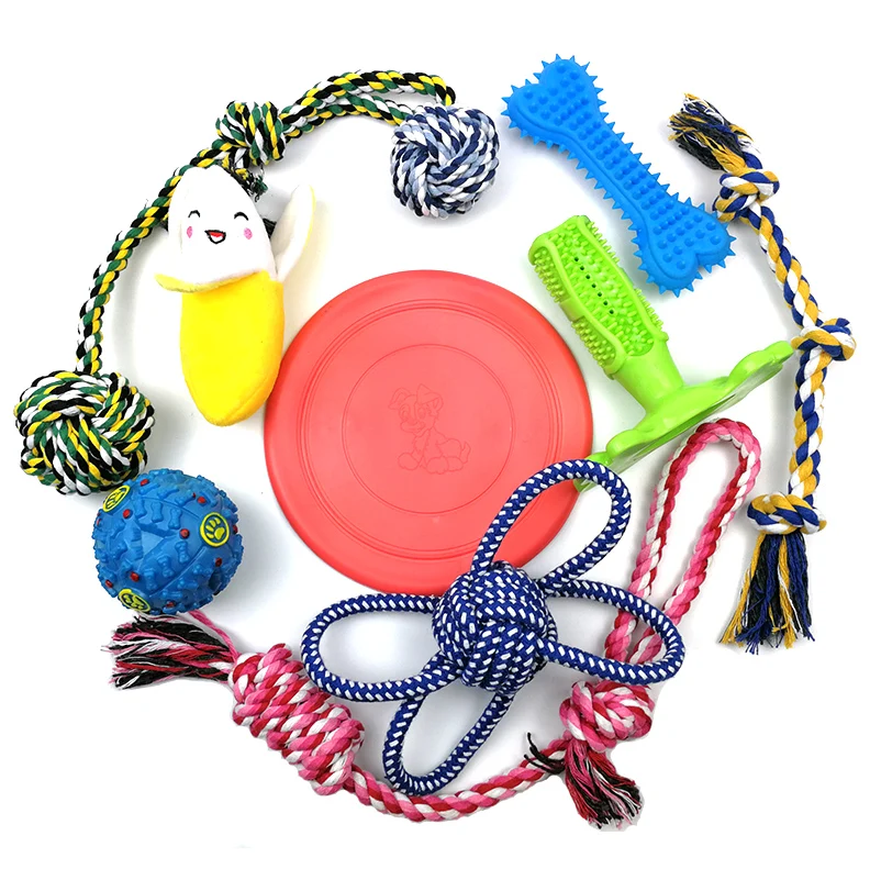 Оптовая продажа Amazon, Лидер продаж, набор игрушек для собак на заказ, набор игрушек для домашних животных, 10 упаковок