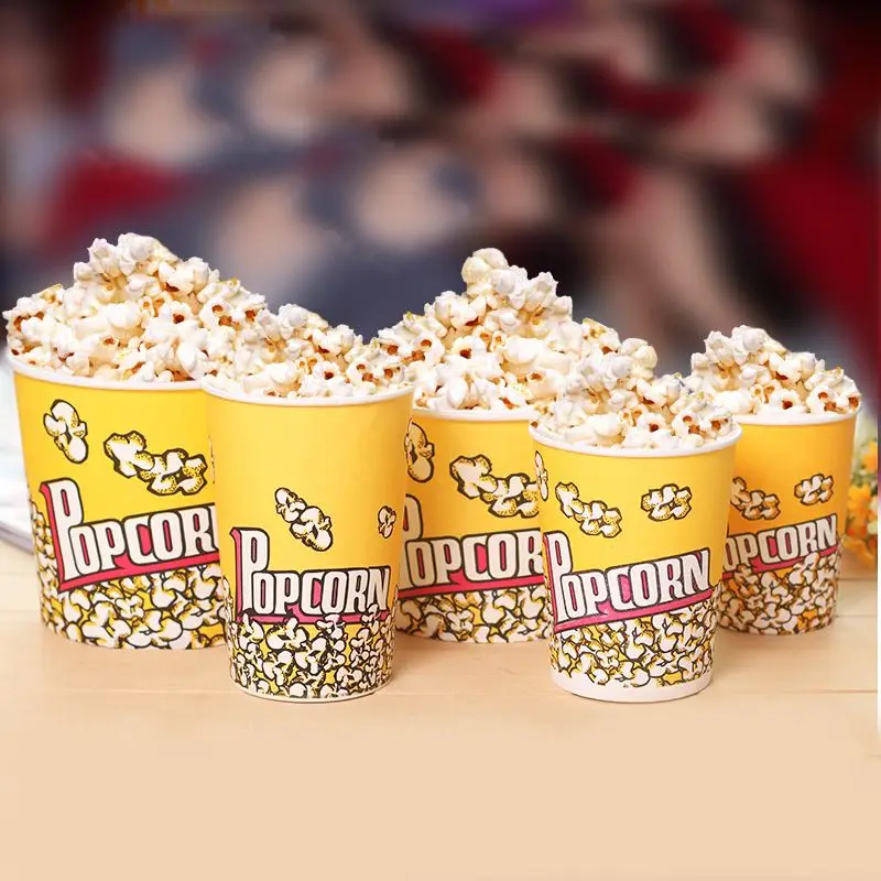 KM Wholesale Custom Disposable Printed Paper Popcorn Buckets Paper Cups For Popcorn