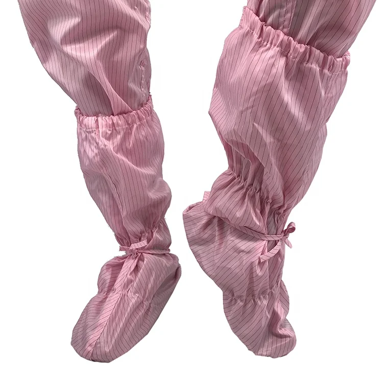 
Factory Price Pink Soft PVC Sole Antistatic Safety Reusable Washable 5MM Stripe/Grid Polyester Non-slip ESD Antidust Boots Cover 