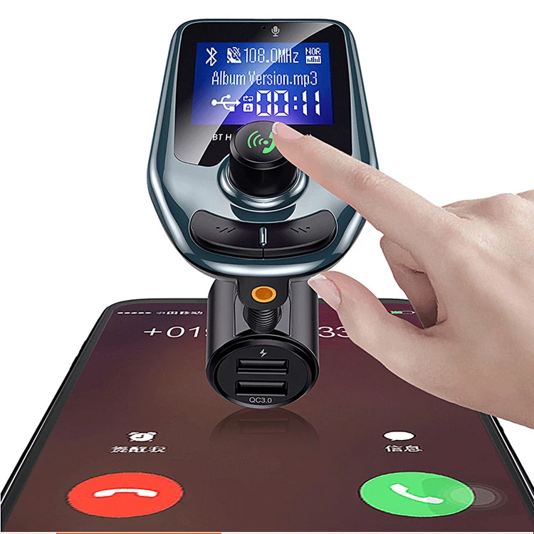 2022 Hot Sale Universal D4 Car Wireless BT 5.0 FM Transmitter E0363 mp3 player 1 din car radio with Dual USB Fast Charger