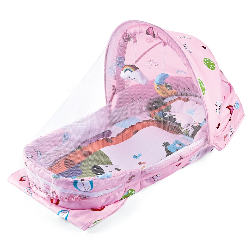 Musical toys keyboard new born portable baby bed with mosquito net
