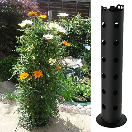 Plant Tower Container with Drainage Hole Free Standing Decoration Garden Trellis Plant Flower Pot for Climbing Vines Flowers