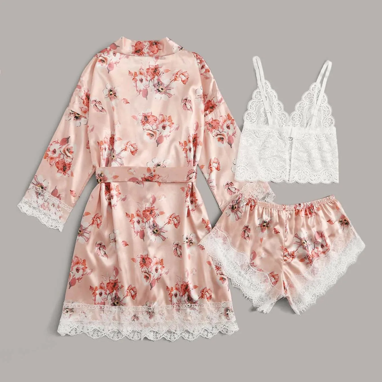 
2021 fashion women 3 pieces set pyjamas women pyjamas silk stain sleepwear suit sexy nightwear 