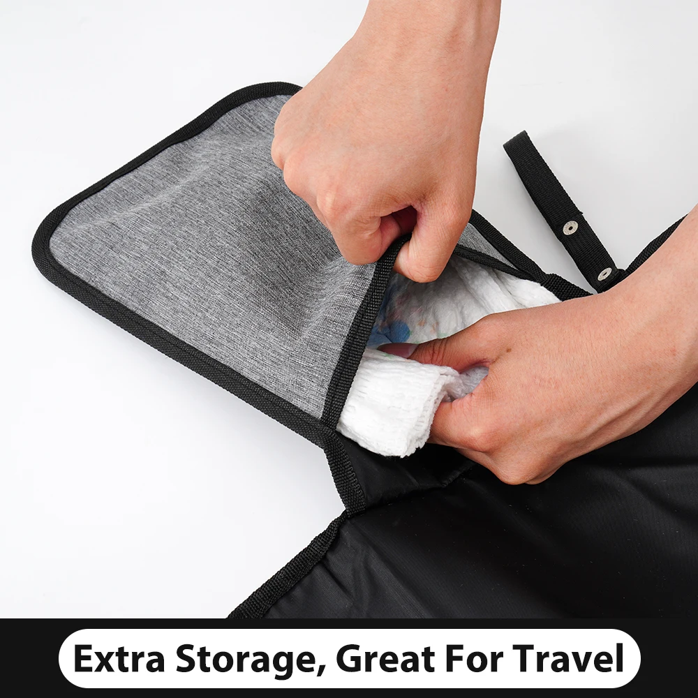 Foldable Changing Station Waterproof Travel Changing Table Pad with Head Pillow and Baby Stuff Pockets
