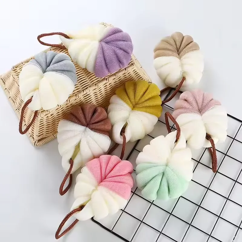 Comfortable soft types of cleaning dead skin removal color rubber bath brush balls with foam body loofah mesh shower bath sponge