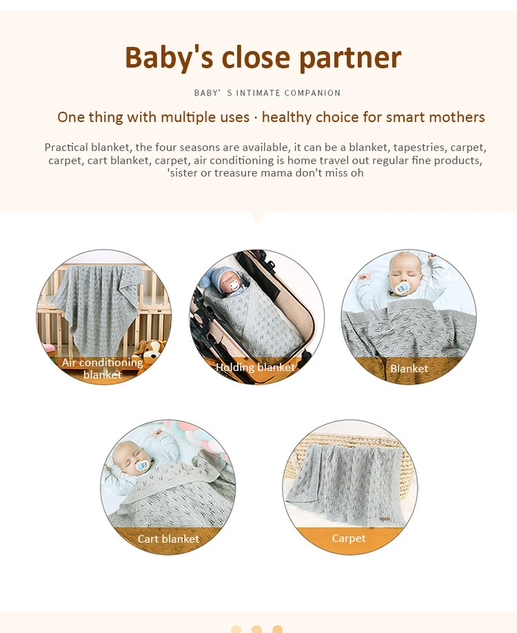 Wholesale Customize Cotton White Organic Baby Knitted Blanket