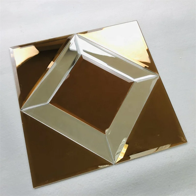 Hot Sale Modern Silver Beveled Edge Strip Mirror Glass Mosaic Tile 300X300 Bathroom Decorative Use Square Rectangle