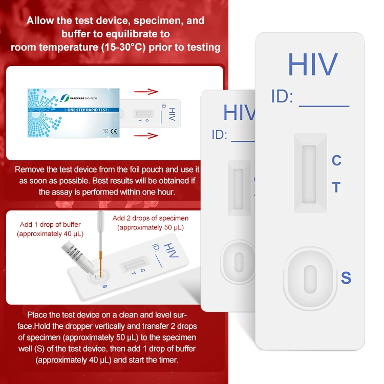 One Step Hiv Blood Test Determine 1/2 Hiv Rapid Test Kit/Cassette For Home Use
