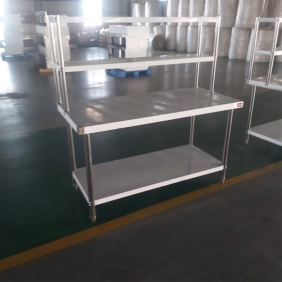 Commercial Kitchen  Equipment Stainless Steel Solid 2 Tiers Top Shelves Kitchen Work Table For Restaurant