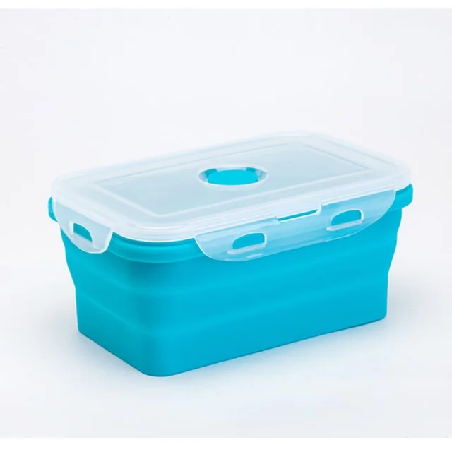 800ML100% Food Grade Silicone Microwavable Lunchbox Foldable Silicone Bowl Collapsible Food storage Bento Container