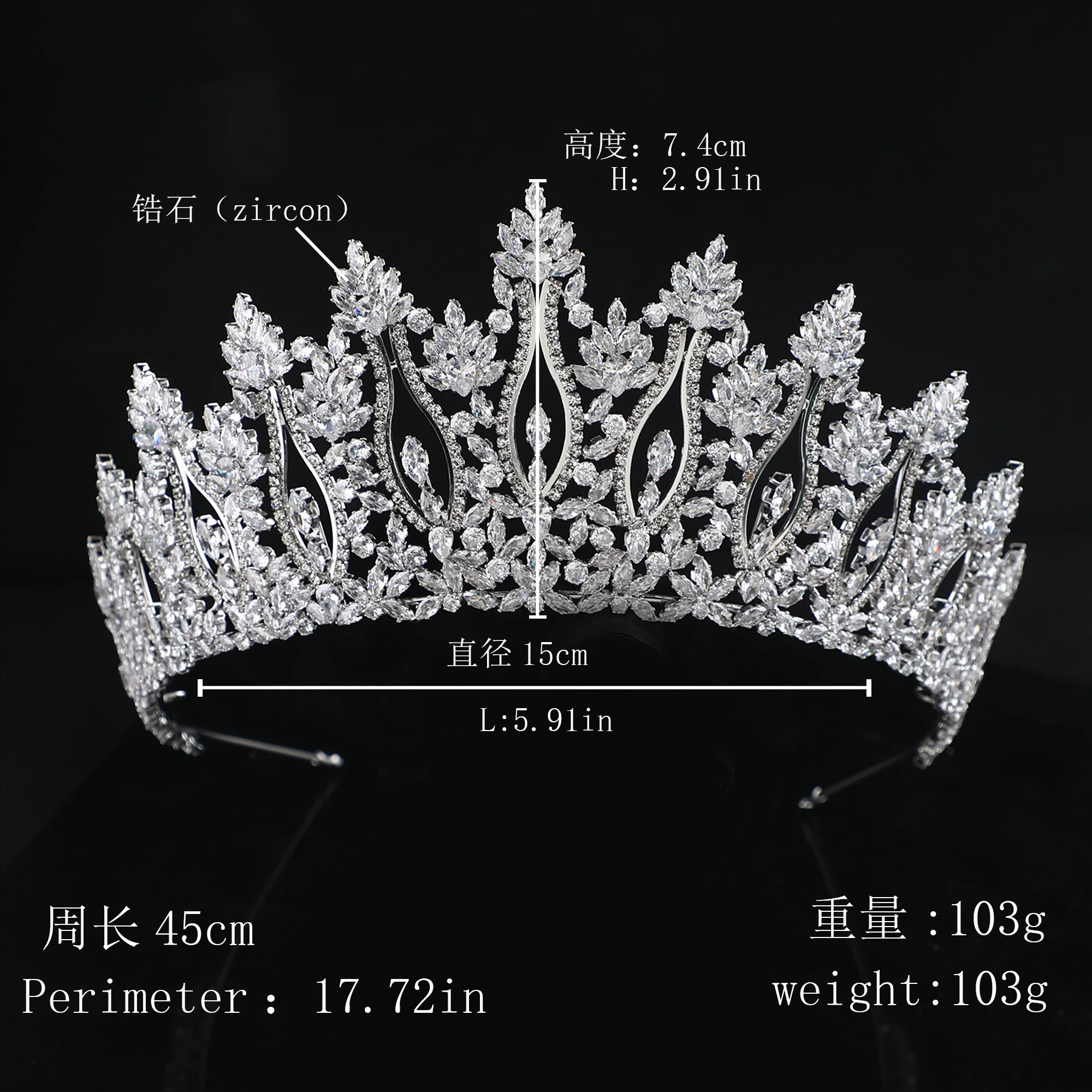 Handmade Luxury Zircon Tiaras And Crowns Wedding Crown For Bride Good Quality Bridal Hair Accessories