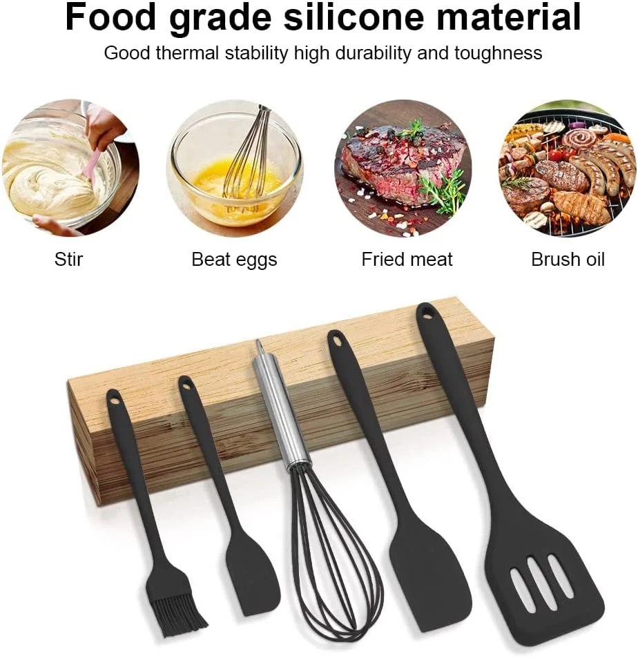 2023 Amazon Hot 5 Piece BPA Free Non-Stick Heat Resistant Premium Kitchen Silicone Spatula Set for Cooking Baking and Mixing