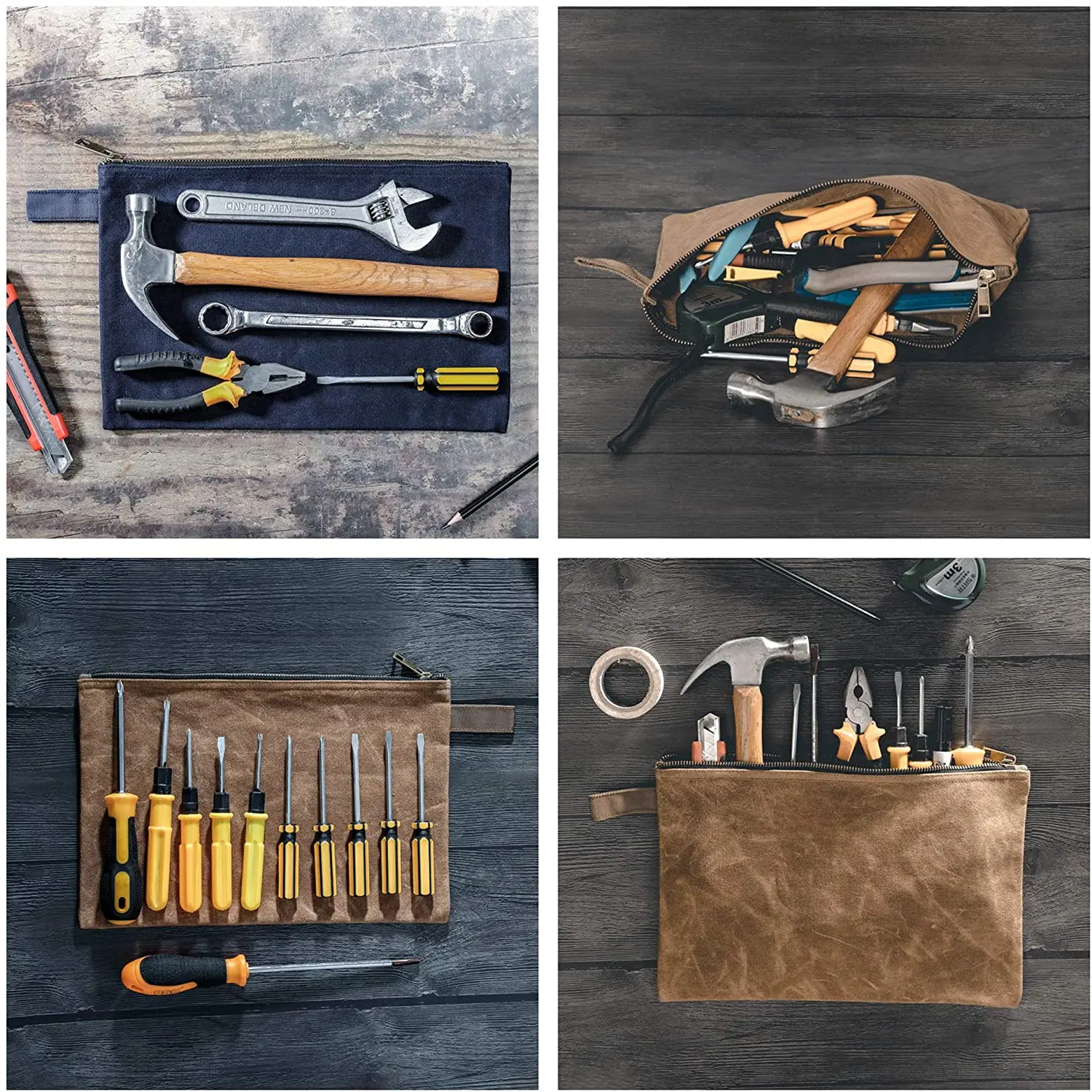  Изготовленные на заказ крепкие 16oz Heavy Duty из вощеного хлопка холст карандаш мешок документа мешки застежка-молния