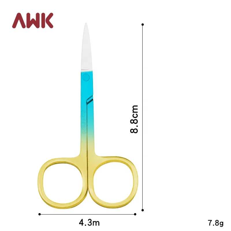 AWK Wholesale Eco-friendly Colorful Curved Blade Stainless Steel Beauty Nail Scissor Cuticle Scissors Manicure Professional