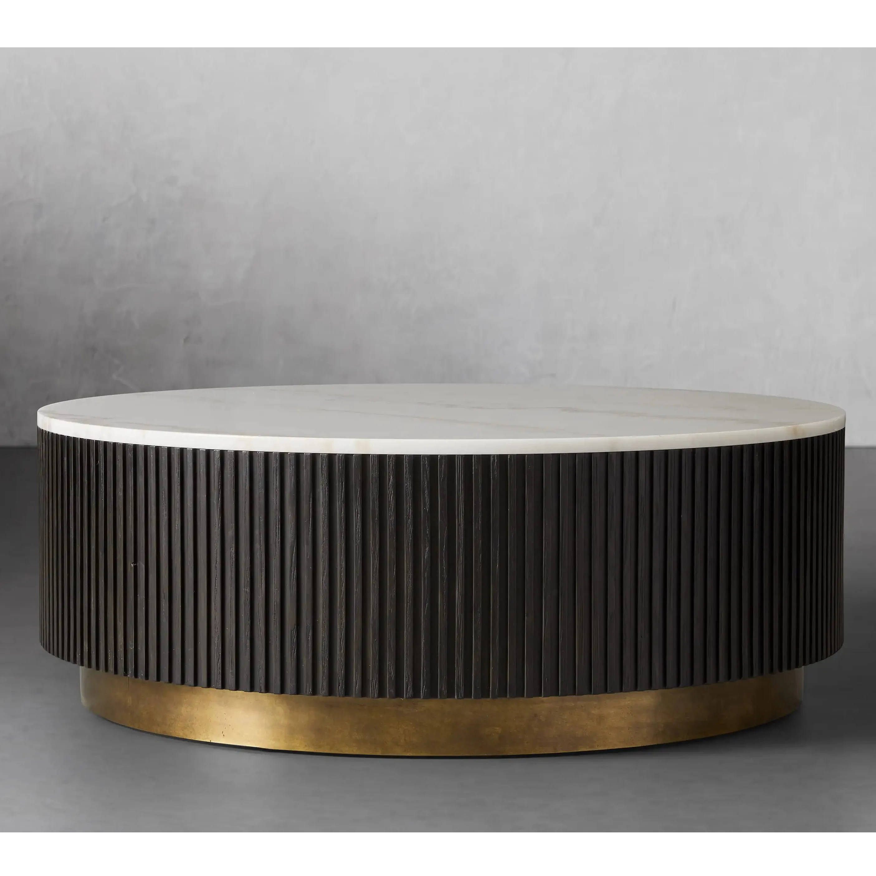 New arrivals modern style living room furniture metal base round wood tea center marble coffee table