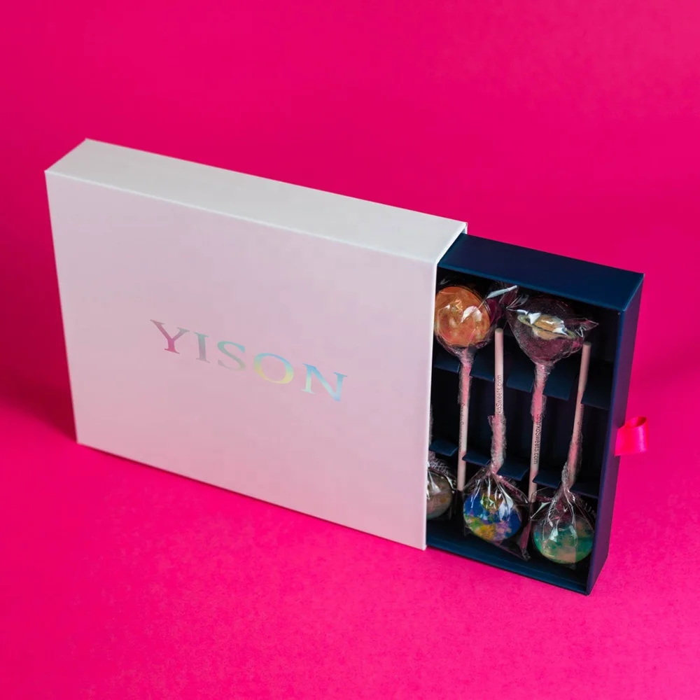 Custom logo luxury cardboard lollipop candy gift magnet box packaging for wholesale
