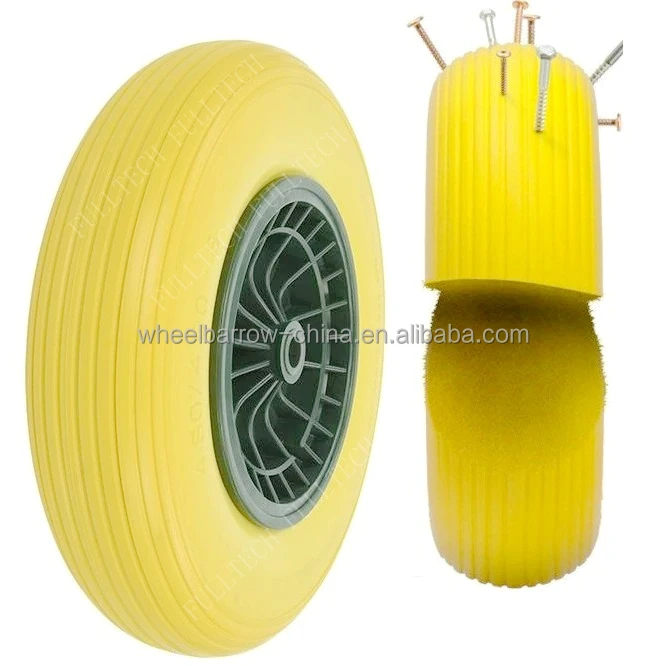 Polyurethane Foam Wheel solid puncture proof wheelbarrow wheels 3.50-8 4.00-8 with rolling bearing