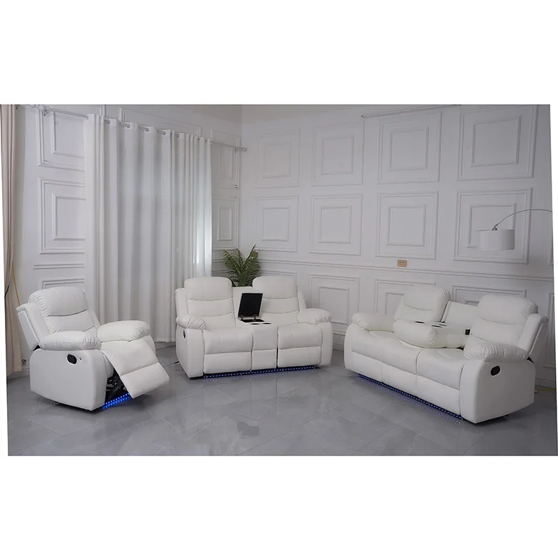 Wholesale Price Modern Luxury Leather 3+2+1 Manual Recliner Sectional Sofa Set Furniture Living Room Sofas