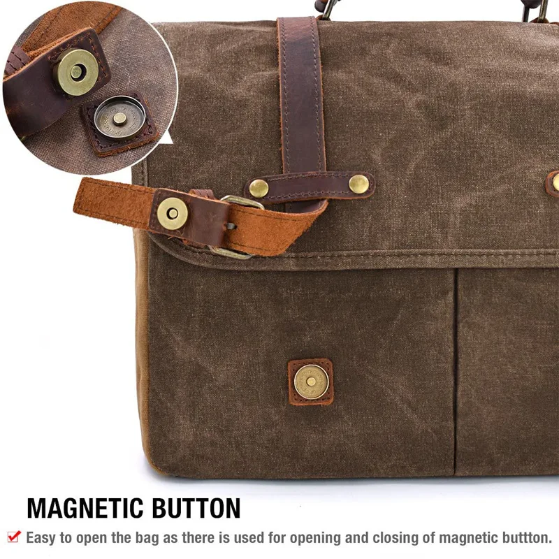 MB081 Retro waterproof waxed canvas leather custom shoulder bag hand briefcase men portable messenger bags