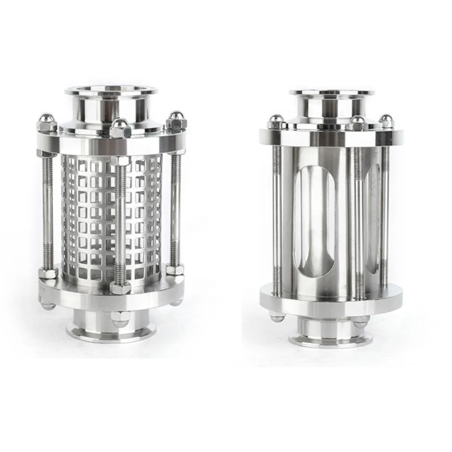 Santhai 304 316L Food Grade Clamp Weld Sanitary Stainless Steel Straight Tubular Sight Glass  Protective Net