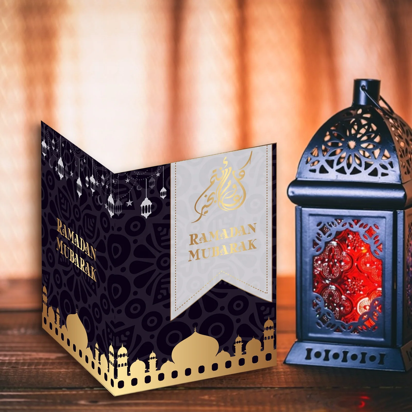 HK004 Eid Mubarak mulim Ramadan Party пригласительные на стол открытки место поздравительные и конверты украшения принадлежности для вечеринок