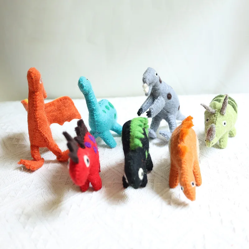 14 cm animals Felt Ornament soft Toy Handmade Felt Wool Dinosaur Kids Baby Dinosaur Toys